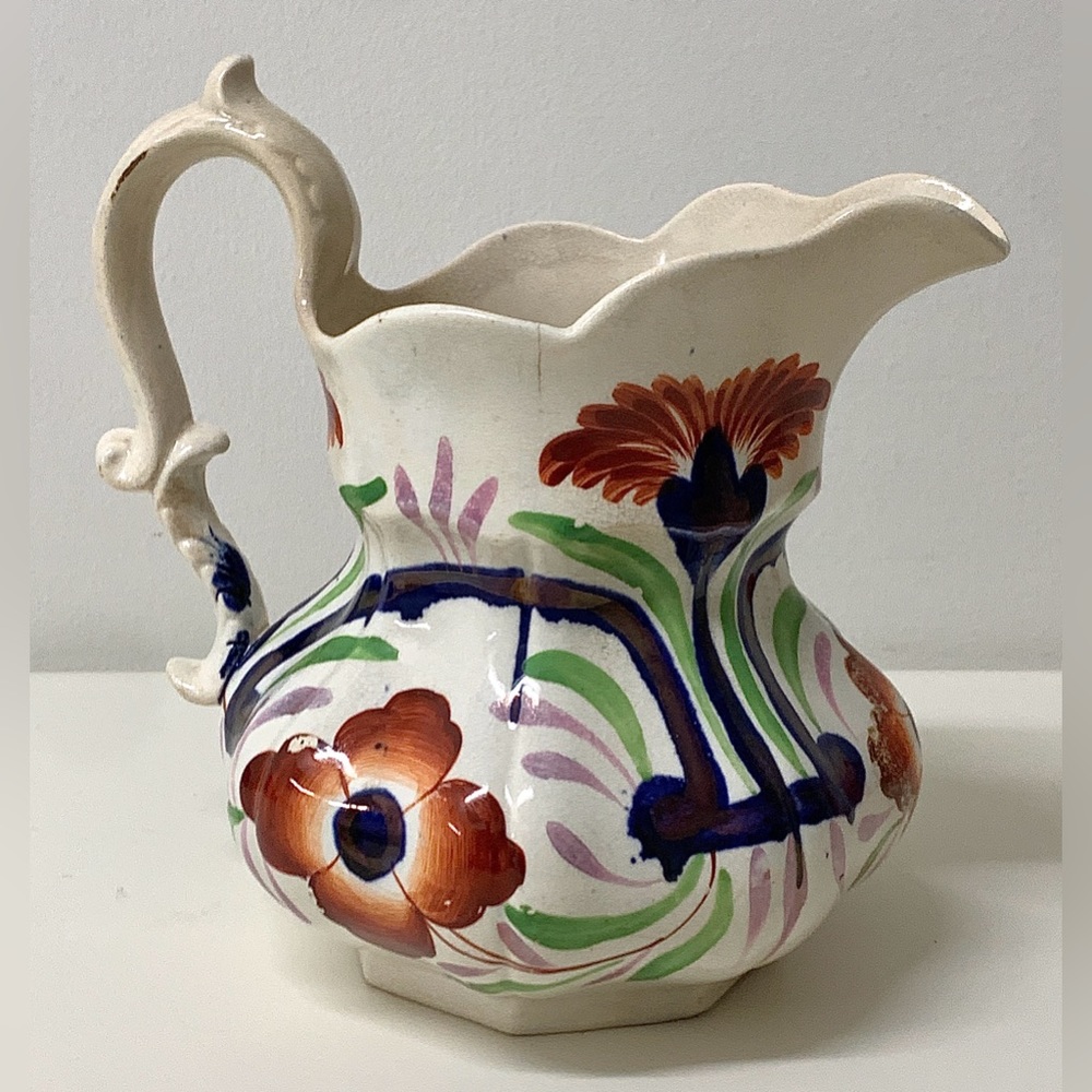 19th Century Antique Gaudy Welsh Hallmarked Unrecorded Pattern Jug Pitcher
